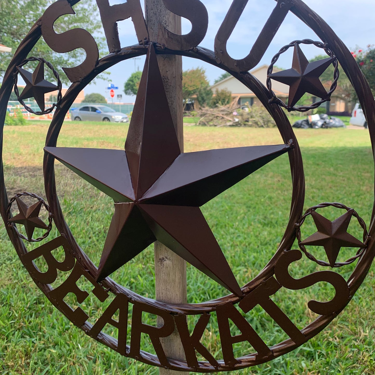 18" SHSU SAM HOUSTON BEARKATS RUSTIC BRONZE COPPER METAL CUSTOM VINTAGE CRAFT RUSTIC BROWN TEAM STAR HANDMADE