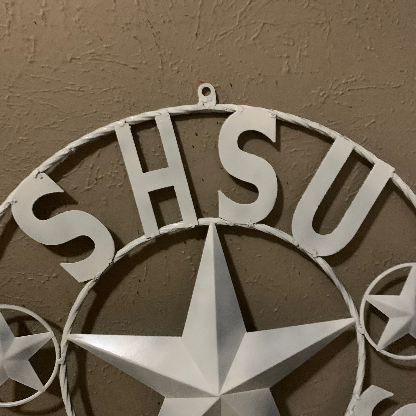 24",32" SHSU SAM HOUSTON BEARKATS RUSTIC WHITE METAL CUSTOM VINTAGE CRAFT RUSTIC BLACK TEAM STAR HANDMADE