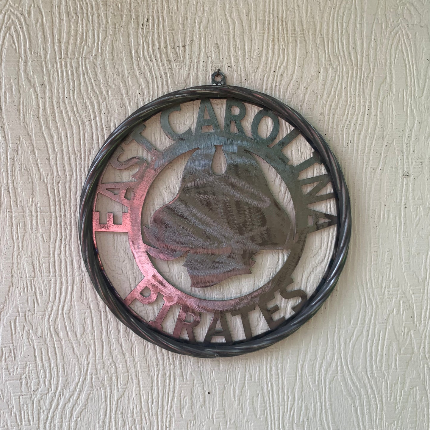 EAST CAROLINA CUSTOM RAW METAL VINTAGE CRAFT WALL ART TEAM SIGN HANDMADE