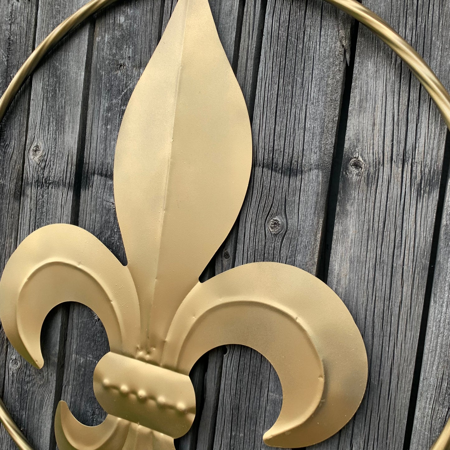 24" GOLD FLEUR DE LIS METAL SIGN WESTERN HOME DECOR HANDMADE NEW ART #EH10149