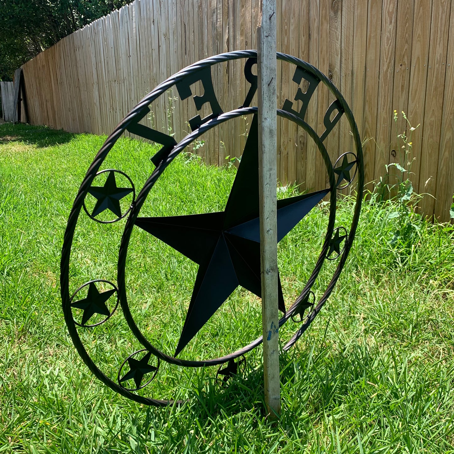 PEREZ CUSTOM STAR NAME BARN METAL STAR 3d TWISTED ROPE RING WESTERN HOME DECOR RUSTIC  BRONZE HANDMADE 24",32",34",36",40",42",44",46",50"