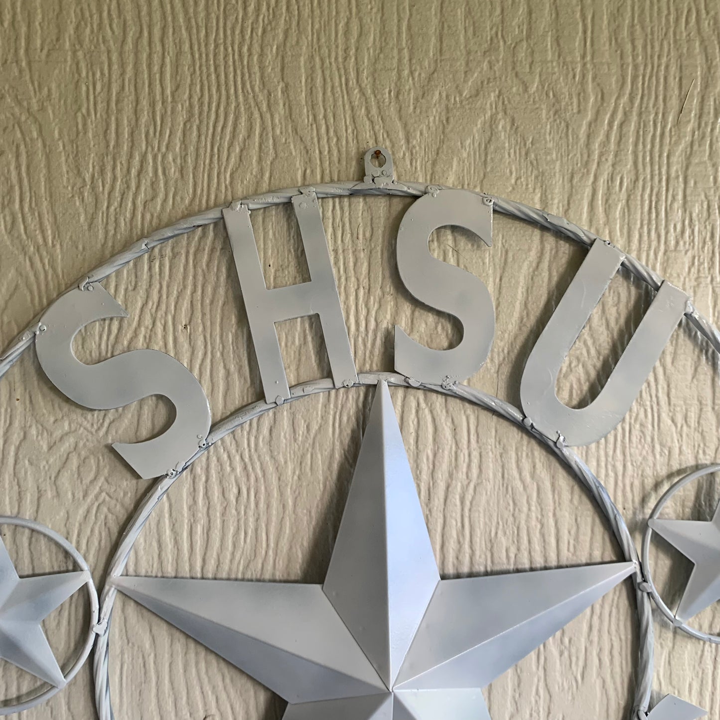 24",32" SHSU SAM HOUSTON BEARKATS RUSTIC WHITE METAL CUSTOM VINTAGE CRAFT RUSTIC BLACK TEAM STAR HANDMADE