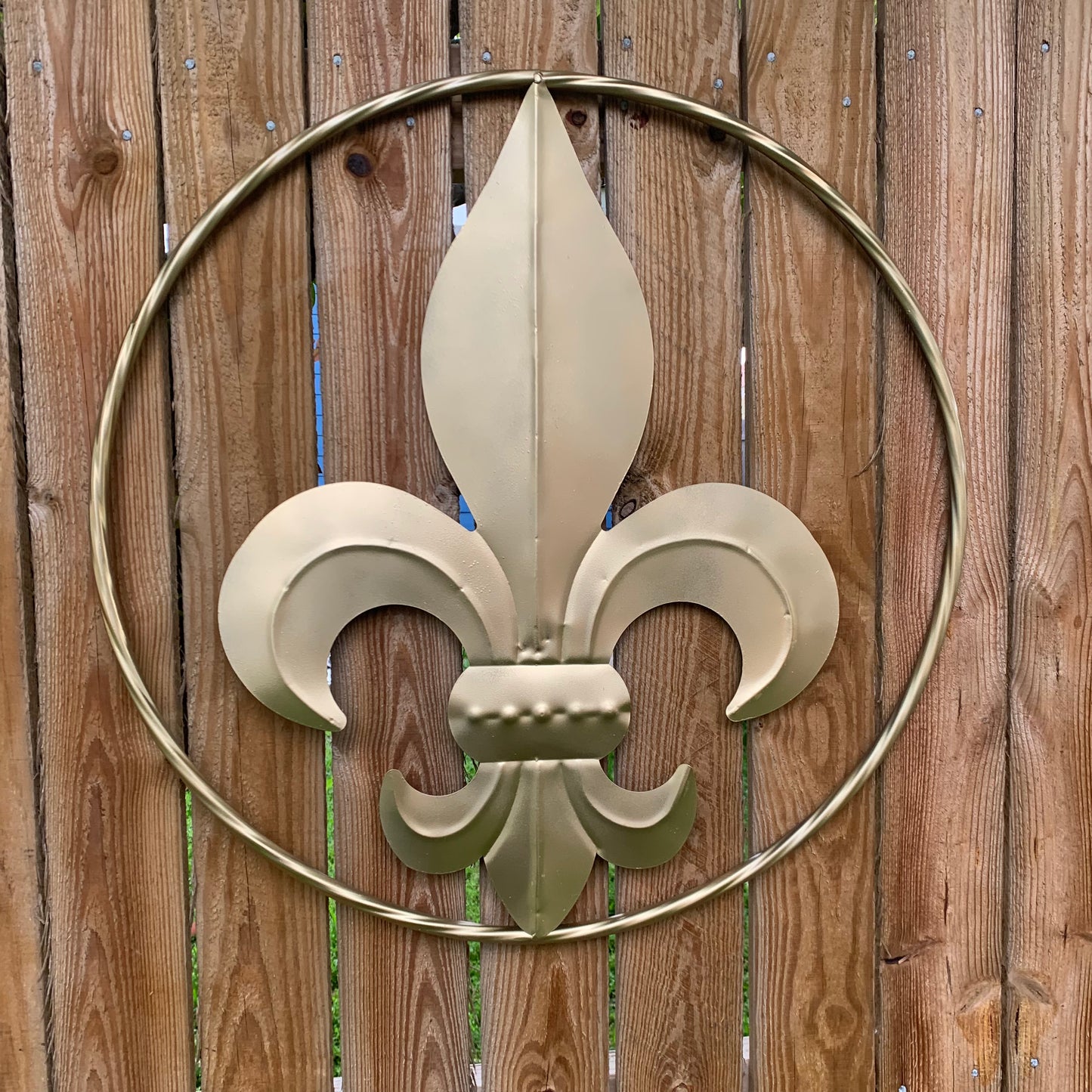 24" GOLD FLEUR DE LIS METAL SIGN WESTERN HOME DECOR HANDMADE NEW ART #EH10149