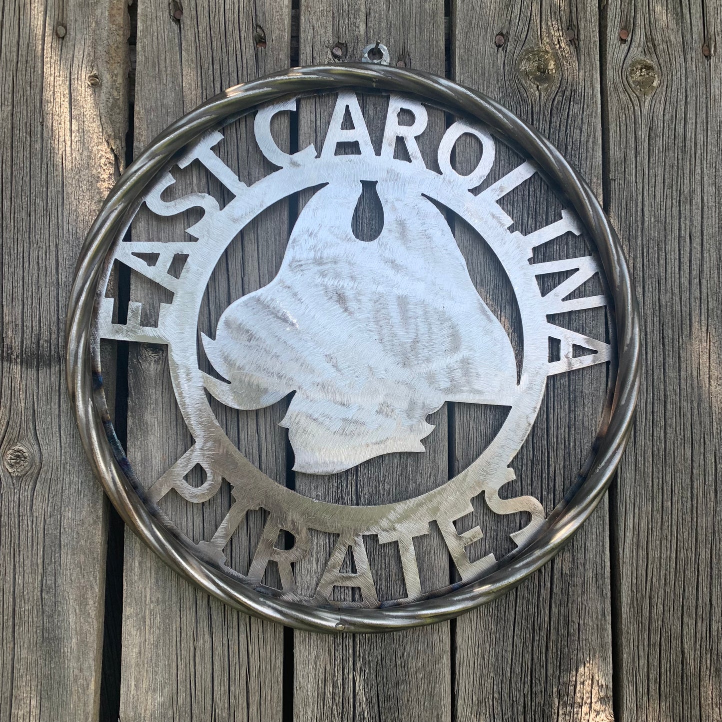 EAST CAROLINA CUSTOM RAW METAL VINTAGE CRAFT WALL ART TEAM SIGN HANDMADE