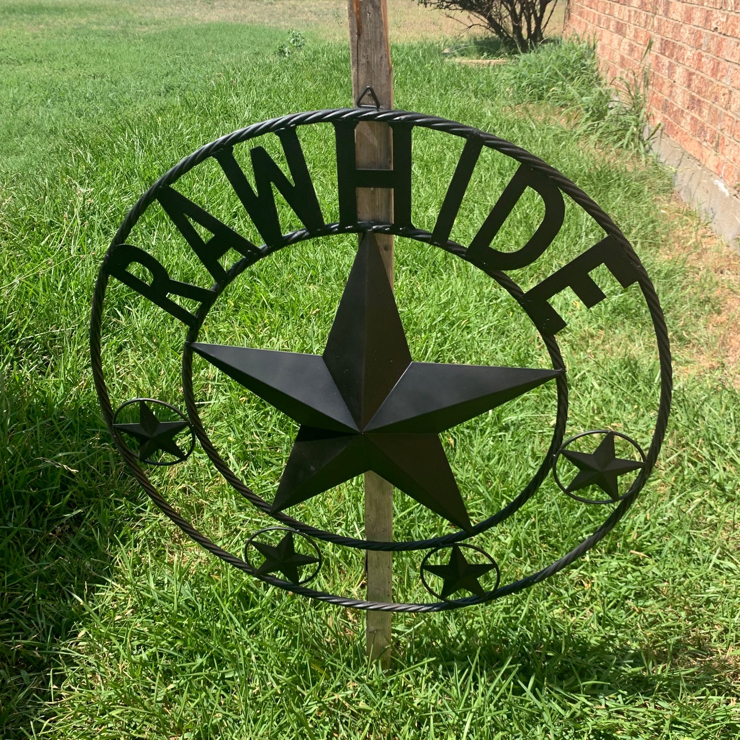 RAWHIDE STYLE CUSTOM STAR RUSTIC BLACK NAME BARN METAL STAR 3d TWISTED ROPE RING WESTERN HOME DECOR HANDMADE