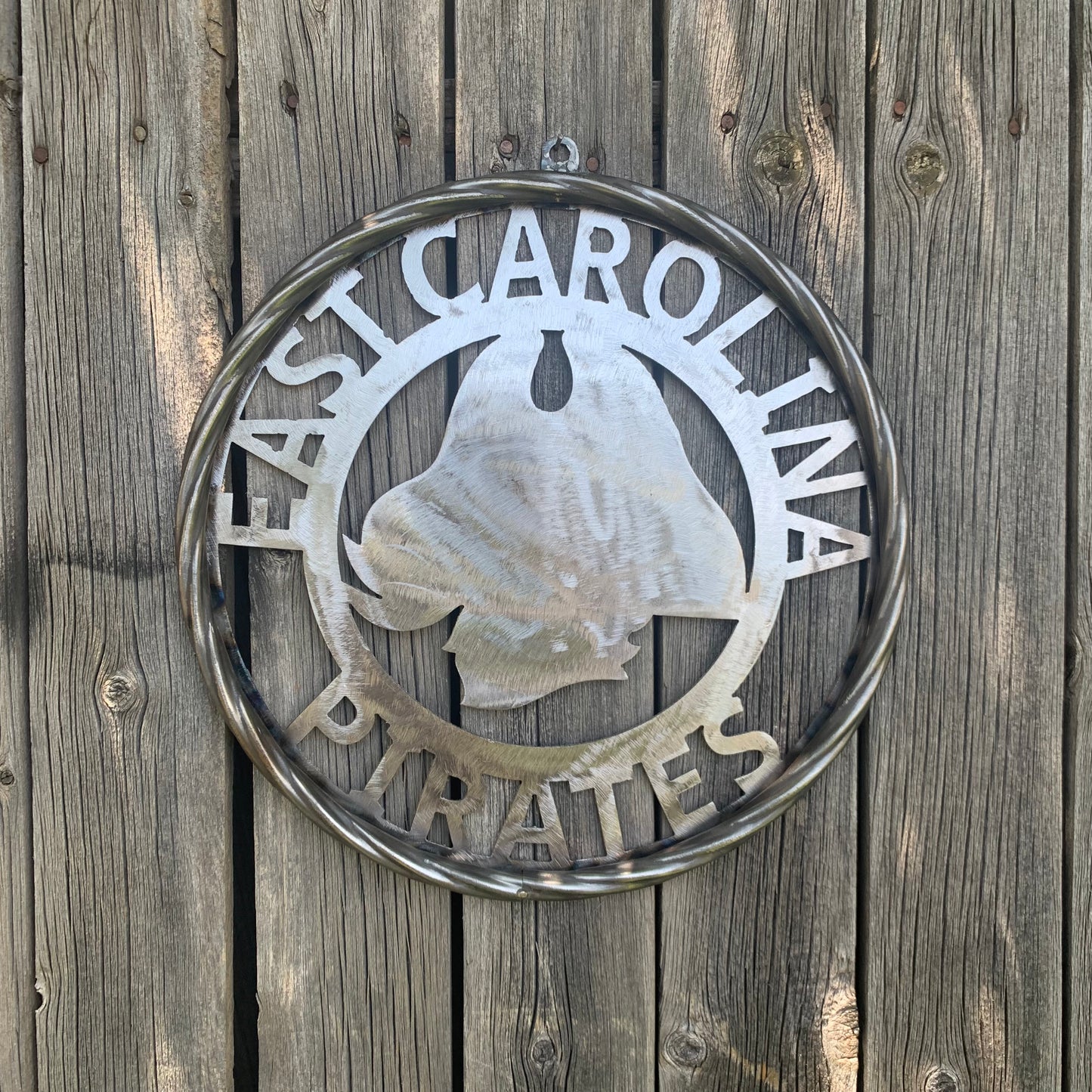 EAST CAROLINA CUSTOM RAW METAL VINTAGE CRAFT WALL ART TEAM SIGN HANDMADE