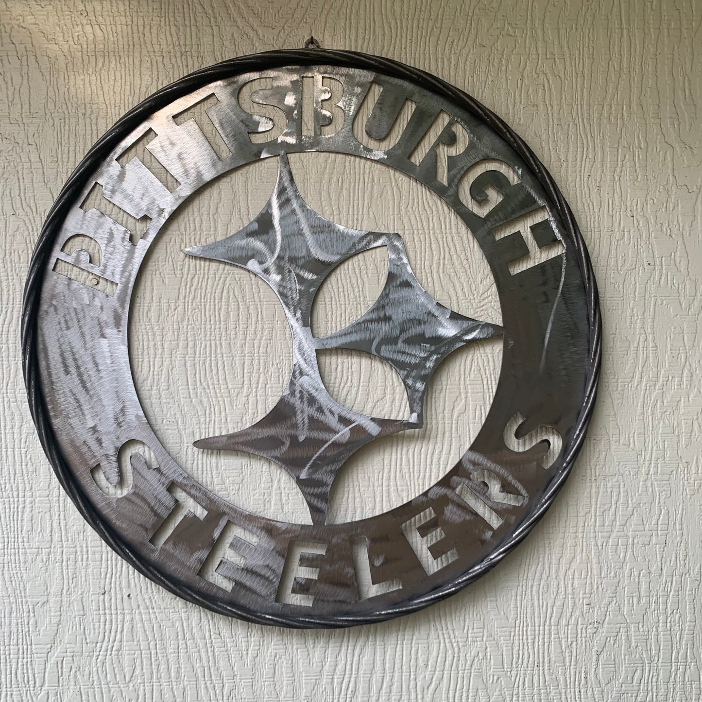 PITTSBURGH STEELERS CUSTOM RAW METAL VINTAGE CRAFT TEAM SIGN HANDMADE