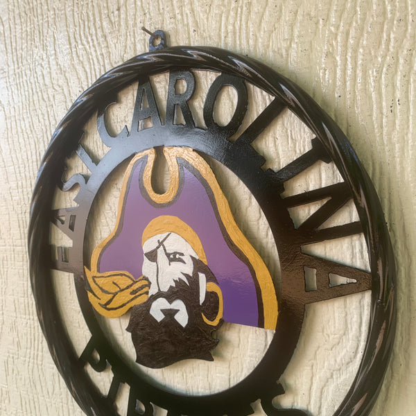 EAST CAROLINA CUSTOM METAL VINTAGE CRAFT SIGN TEAM ART WESTERN HOME DECOR HANDMADE