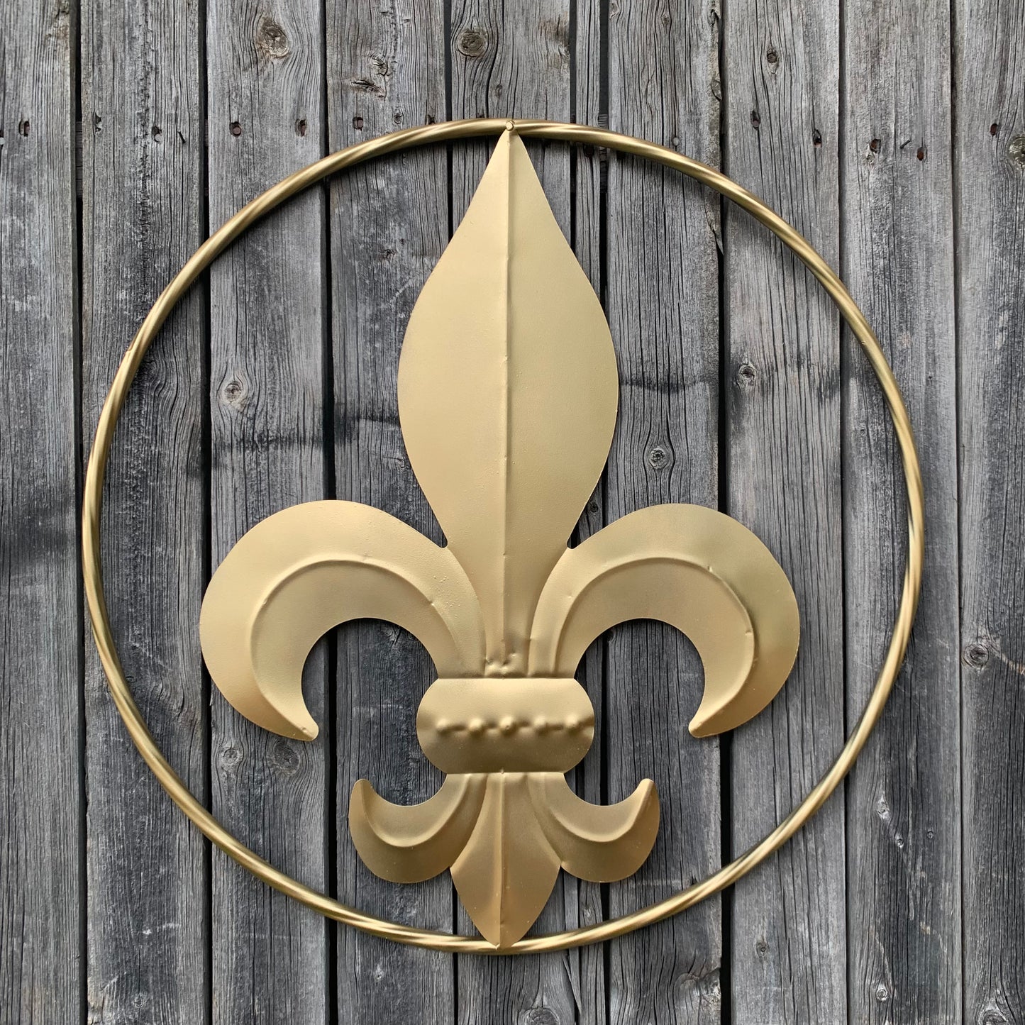 24" GOLD FLEUR DE LIS METAL SIGN WESTERN HOME DECOR HANDMADE NEW ART #EH10149