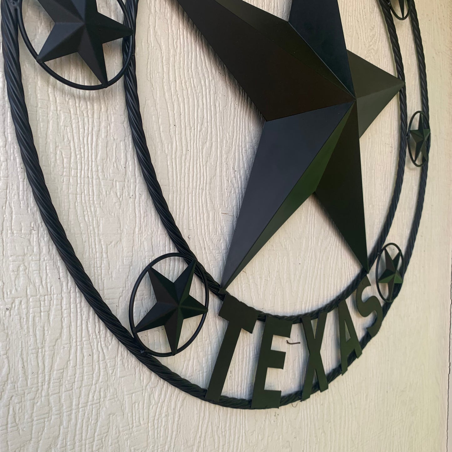 HEATH TEXAS STYLE CUSTOM STAR NAME BARN METAL STAR 3d TWISTED ROPE RING WESTERN HOME DECOR HANDMADE RUSTIC BLACK 24",32",34",36",40",42",44",46",50"