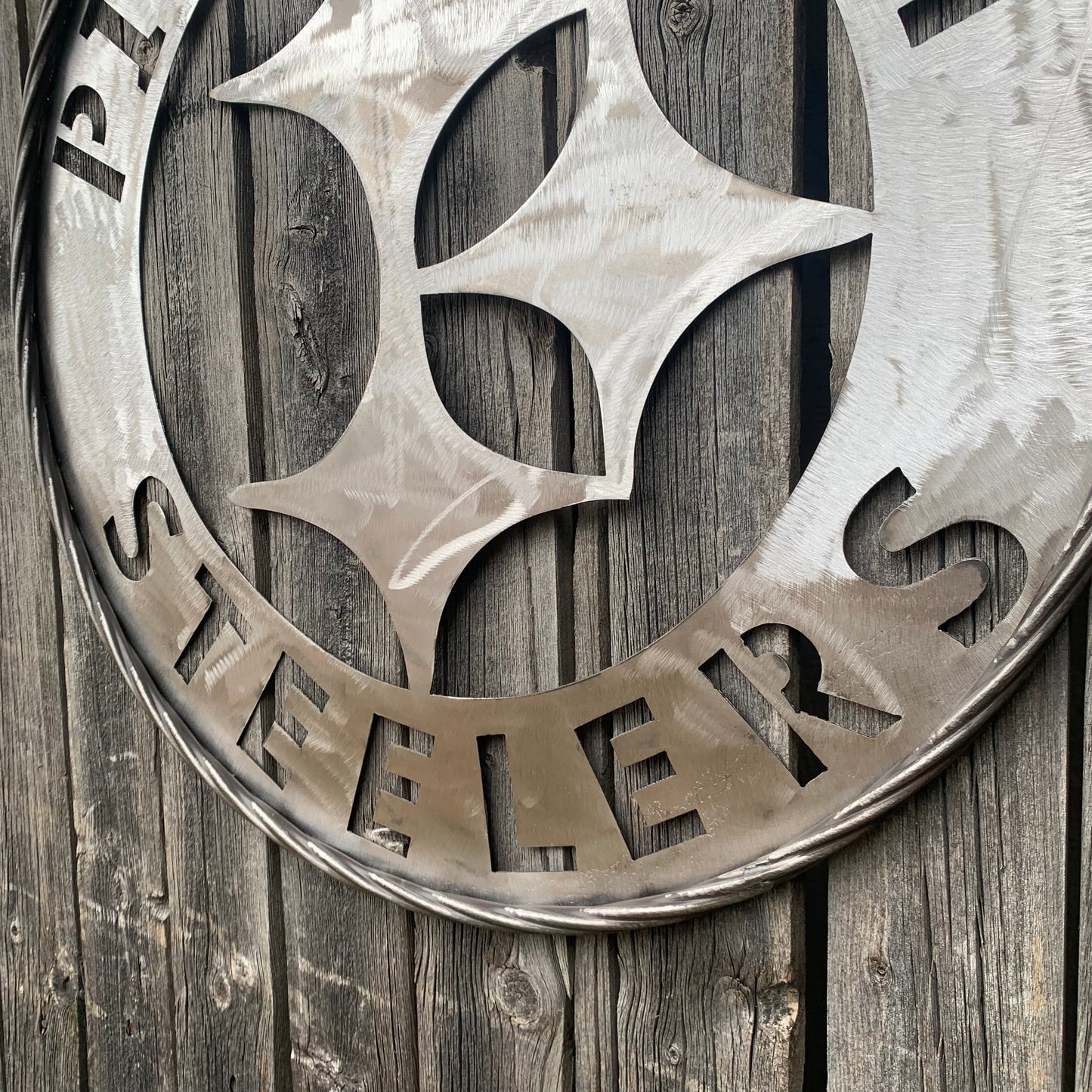 PITTSBURGH STEELERS CUSTOM RAW METAL VINTAGE CRAFT TEAM SIGN HANDMADE