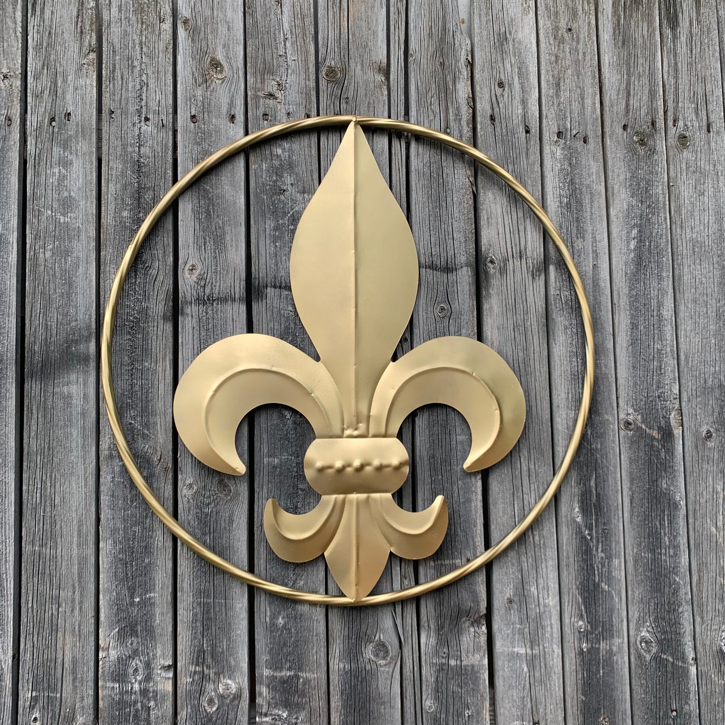 24" GOLD FLEUR DE LIS METAL SIGN WESTERN HOME DECOR HANDMADE NEW ART #EH10149