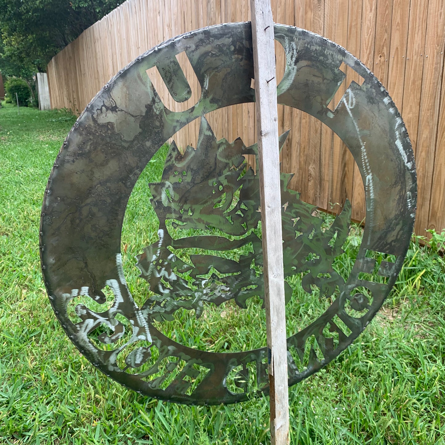 32" TCU HORNED FROGS CUSTOM RAW METAL VINTAGE CRAFT WIDE BAND RING TEAM SIGN HANDMADE