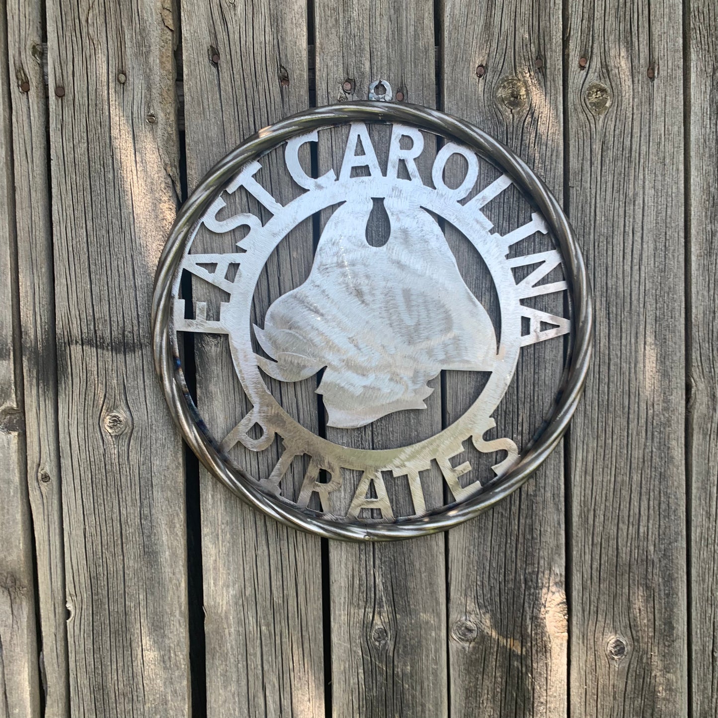 EAST CAROLINA CUSTOM RAW METAL VINTAGE CRAFT WALL ART TEAM SIGN HANDMADE
