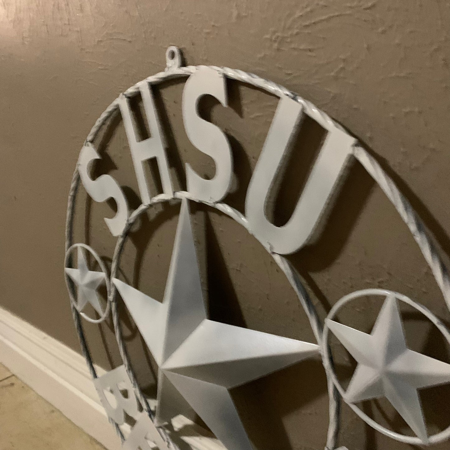 24",32" SHSU SAM HOUSTON BEARKATS RUSTIC WHITE METAL CUSTOM VINTAGE CRAFT RUSTIC BLACK TEAM STAR HANDMADE