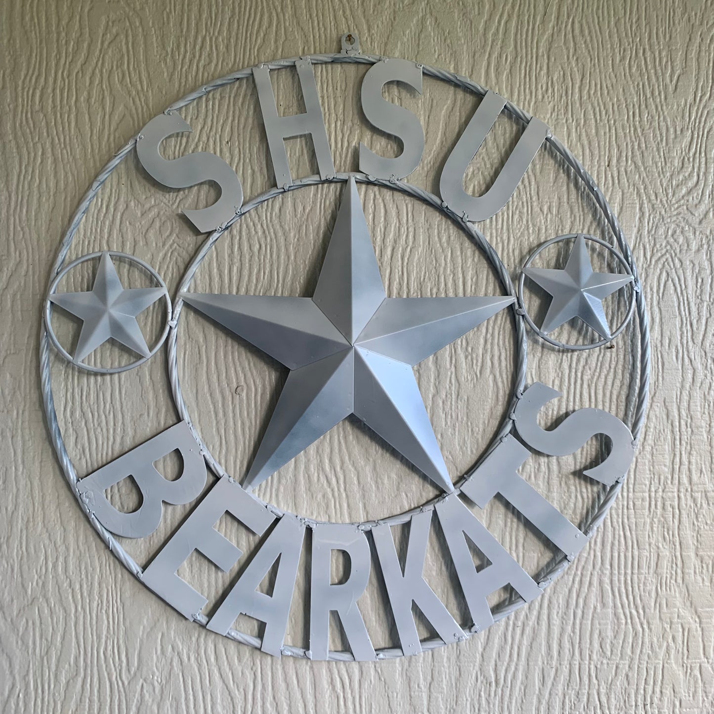 24",32" SHSU SAM HOUSTON BEARKATS RUSTIC WHITE METAL CUSTOM VINTAGE CRAFT RUSTIC BLACK TEAM STAR HANDMADE