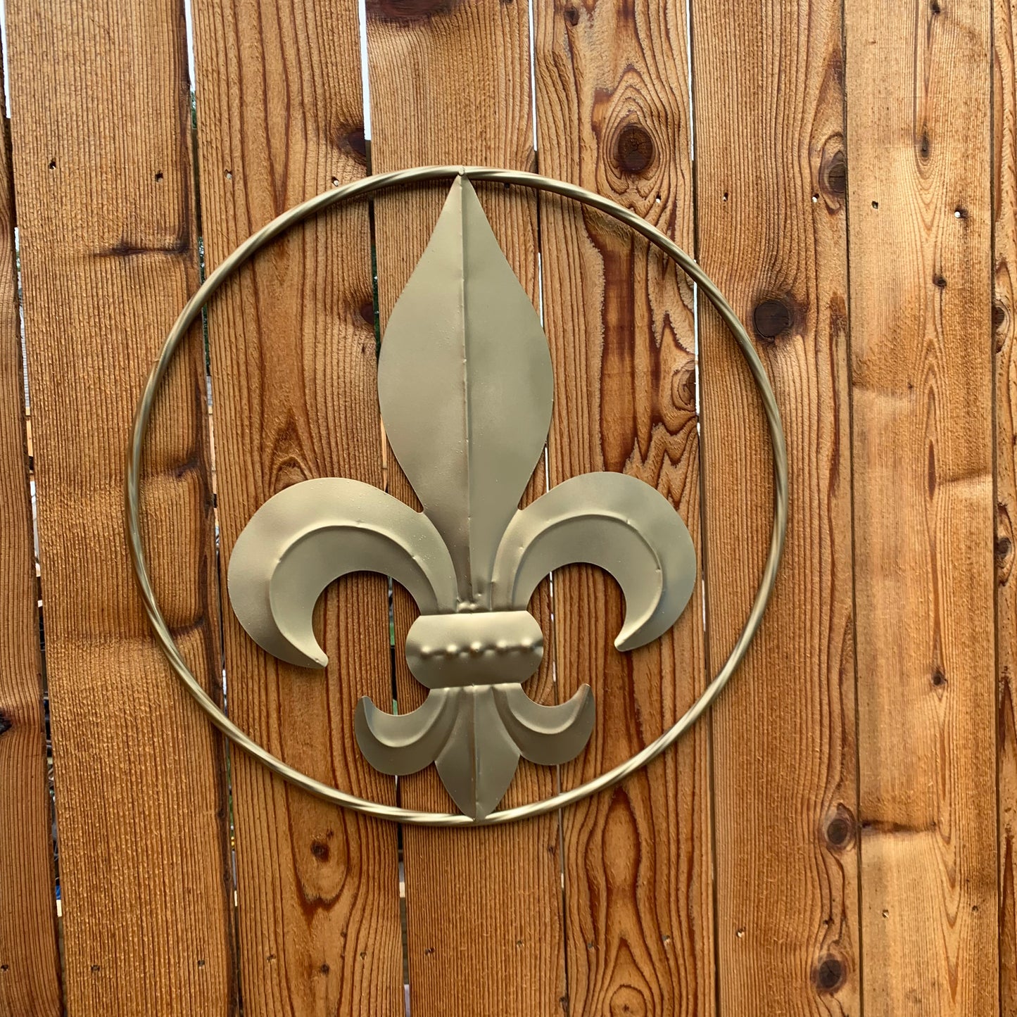 24" GOLD FLEUR DE LIS METAL SIGN WESTERN HOME DECOR HANDMADE NEW ART #EH10149