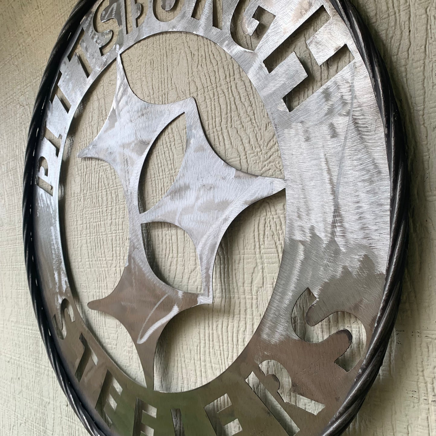 PITTSBURGH STEELERS CUSTOM RAW METAL VINTAGE CRAFT TEAM SIGN HANDMADE