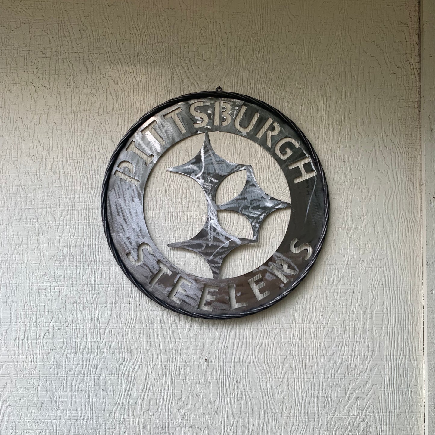 PITTSBURGH STEELERS CUSTOM RAW METAL VINTAGE CRAFT TEAM SIGN HANDMADE
