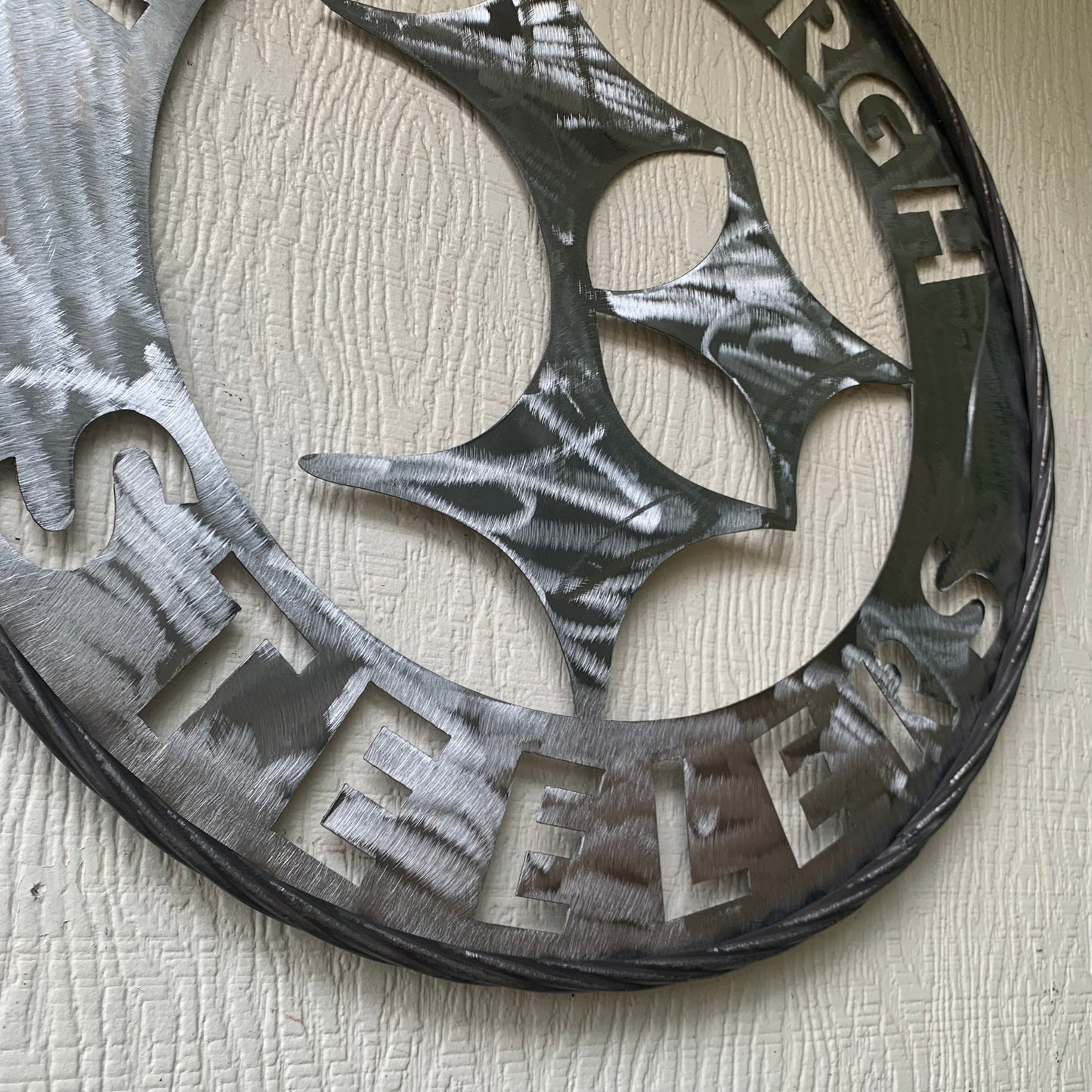 PITTSBURGH STEELERS CUSTOM RAW METAL VINTAGE CRAFT TEAM SIGN HANDMADE