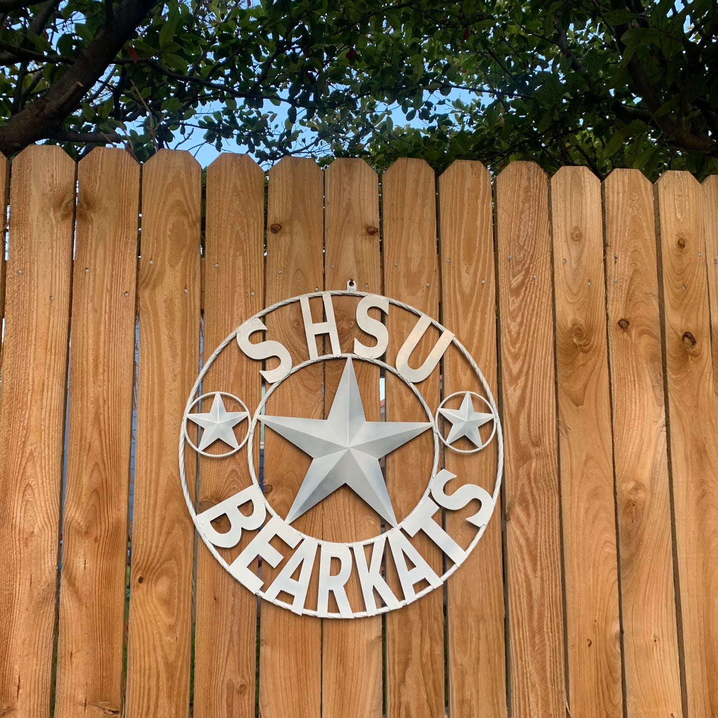 24",32" SHSU SAM HOUSTON BEARKATS RUSTIC WHITE METAL CUSTOM VINTAGE CRAFT RUSTIC BLACK TEAM STAR HANDMADE