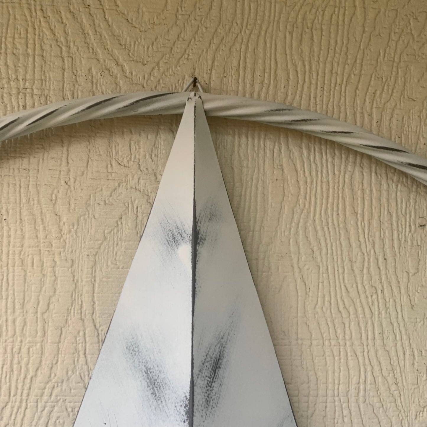 WHITE DISTRESSED STAR STYLE# 1 RUSTIC BARN LONE STAR ROPE RING METAL WALL ART