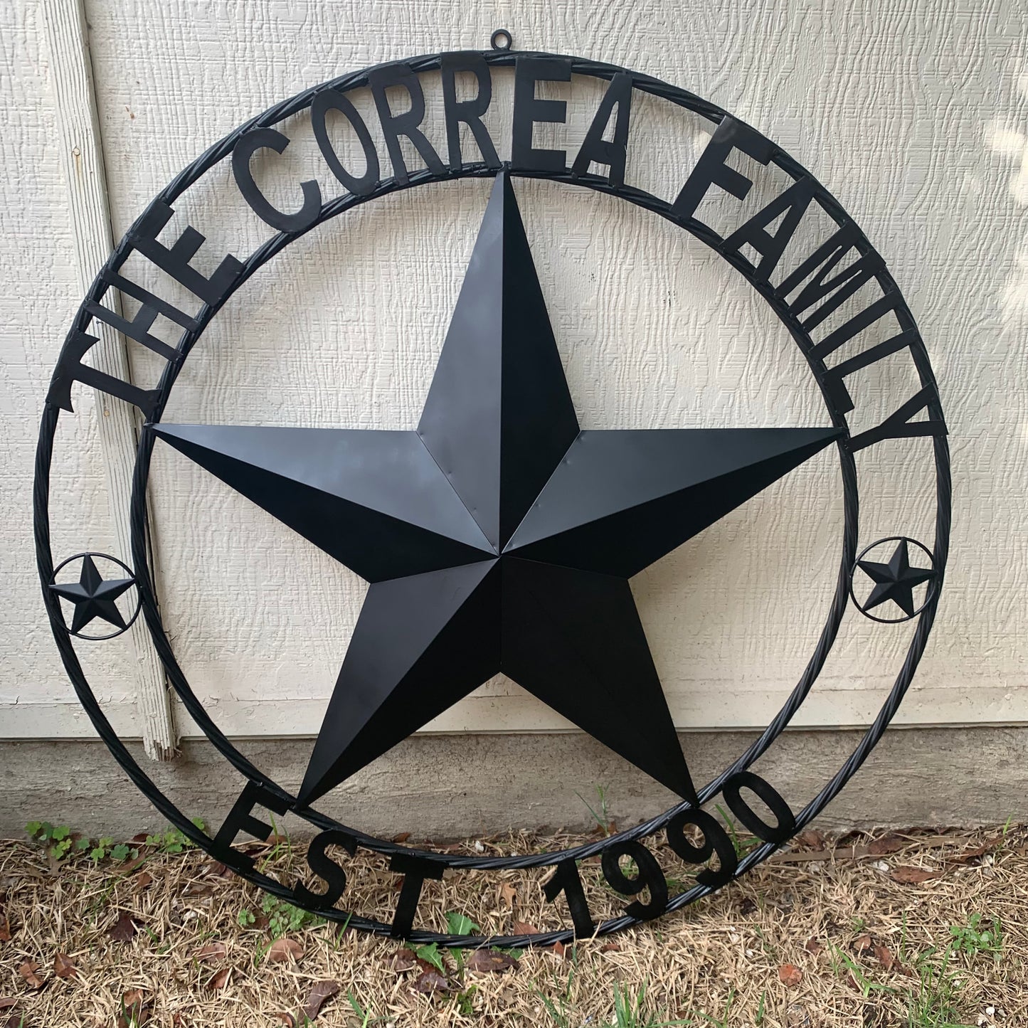 CORREA FAMILY STYLE CUSTOM FAMILY NAME STAR METAL BARN STAR ROPE RING WESTERN HOME DECOR RUSTIC HANDMADE 24",32",34",36",40",42",44",46",50"
