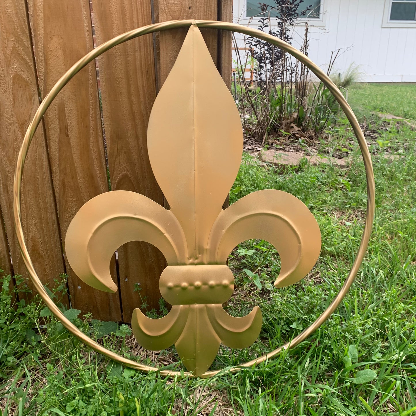 24" GOLD FLEUR DE LIS METAL SIGN WESTERN HOME DECOR HANDMADE NEW ART #EH10149