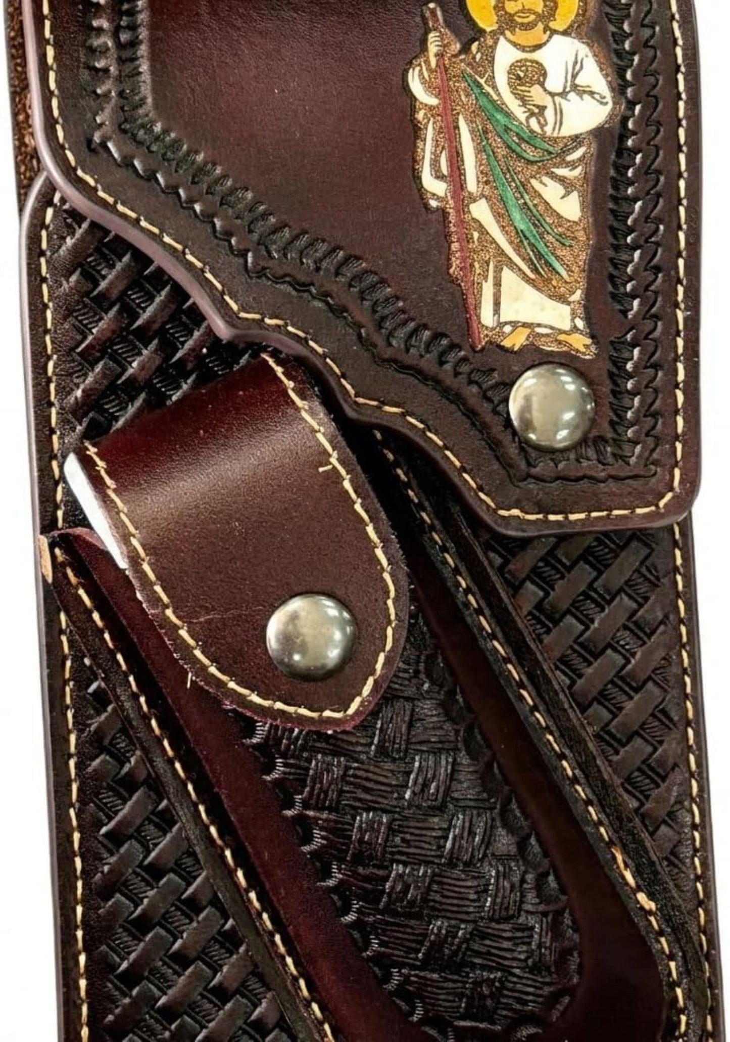 7"JESUS POUCH & KNIFE LEATHER HOLSTER XTRA LARGE  BELT LOOP CELL PHONE CASE UNIVERSAL OVERSIZE #EH13250