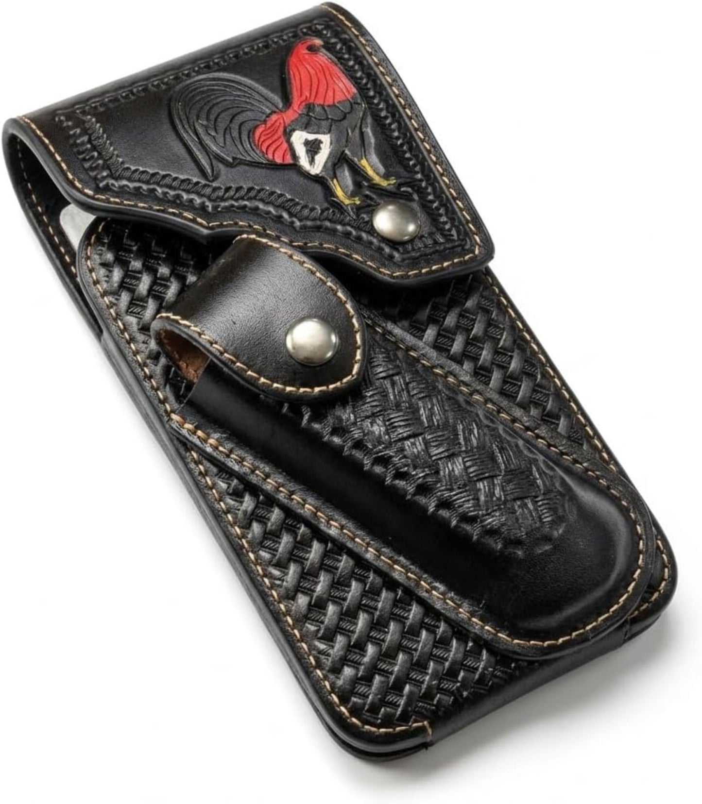 7" ROOSTER POUCH & KNIFE LEATHER HOLSTER XTRA LARGE  BELT LOOP CELL PHONE CASE UNIVERSAL OVERSIZE #EH13256