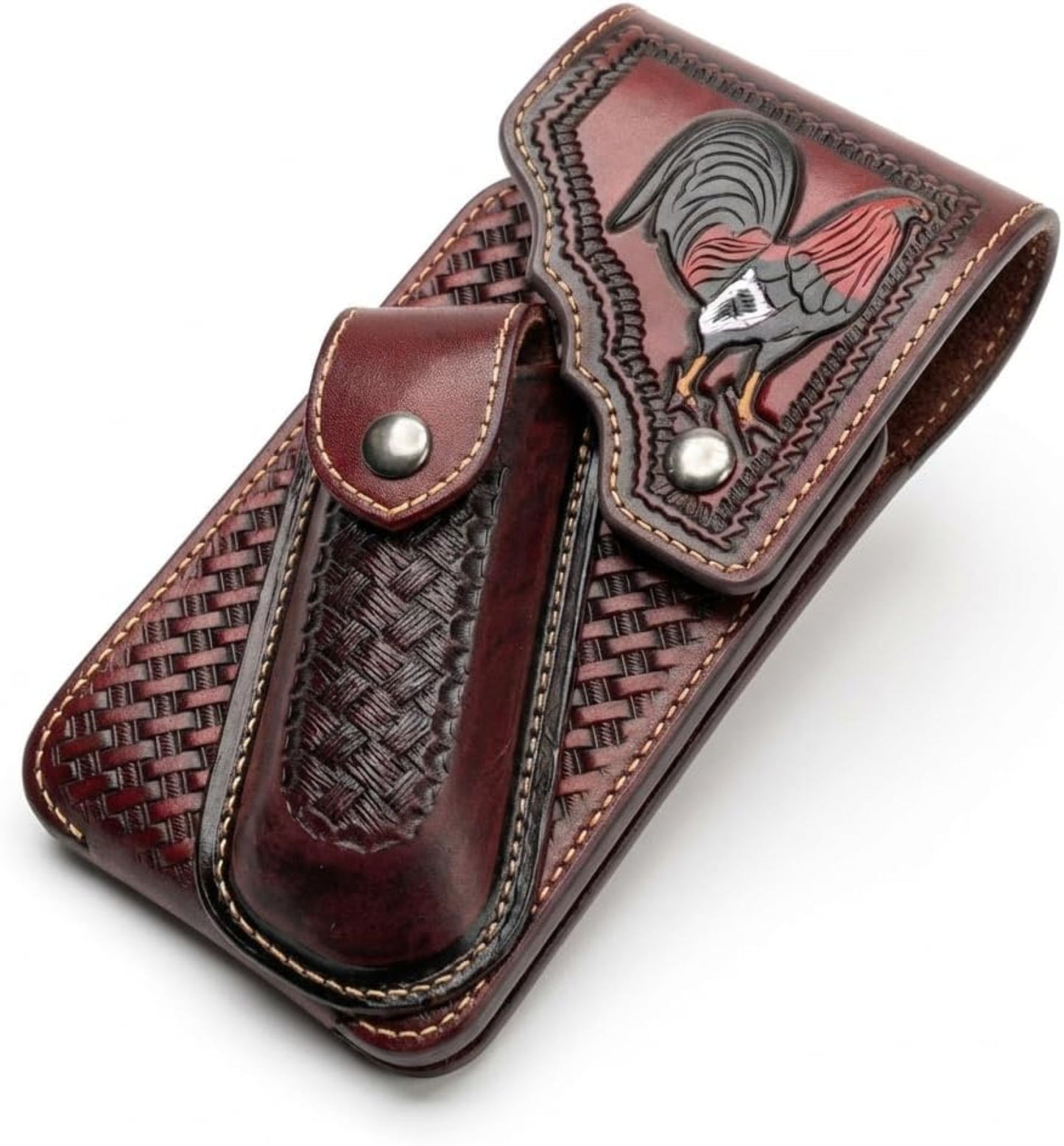 7" ROOSTER POUCH & KNIFE LEATHER HOLSTER XTRA LARGE  BELT LOOP CELL PHONE CASE UNIVERSAL OVERSIZE #EH13256