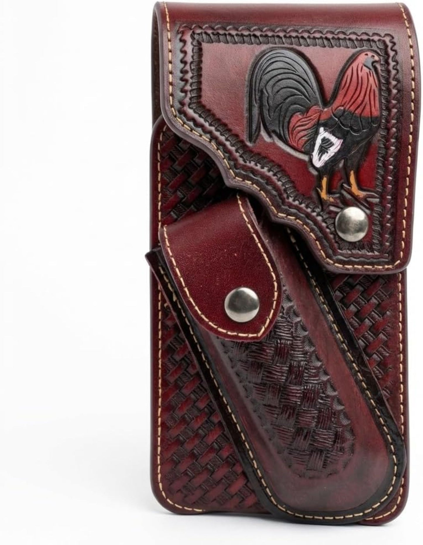 7" ROOSTER POUCH & KNIFE LEATHER HOLSTER XTRA LARGE  BELT LOOP CELL PHONE CASE UNIVERSAL OVERSIZE #EH13256