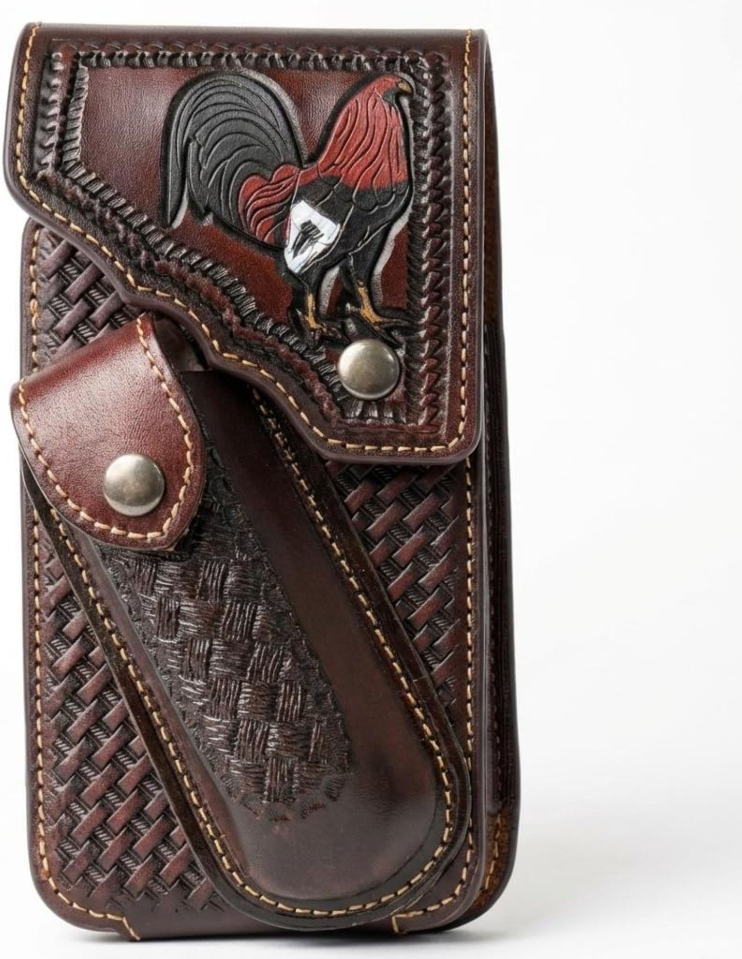 7" ROOSTER POUCH & KNIFE LEATHER HOLSTER XTRA LARGE  BELT LOOP CELL PHONE CASE UNIVERSAL OVERSIZE #EH13256