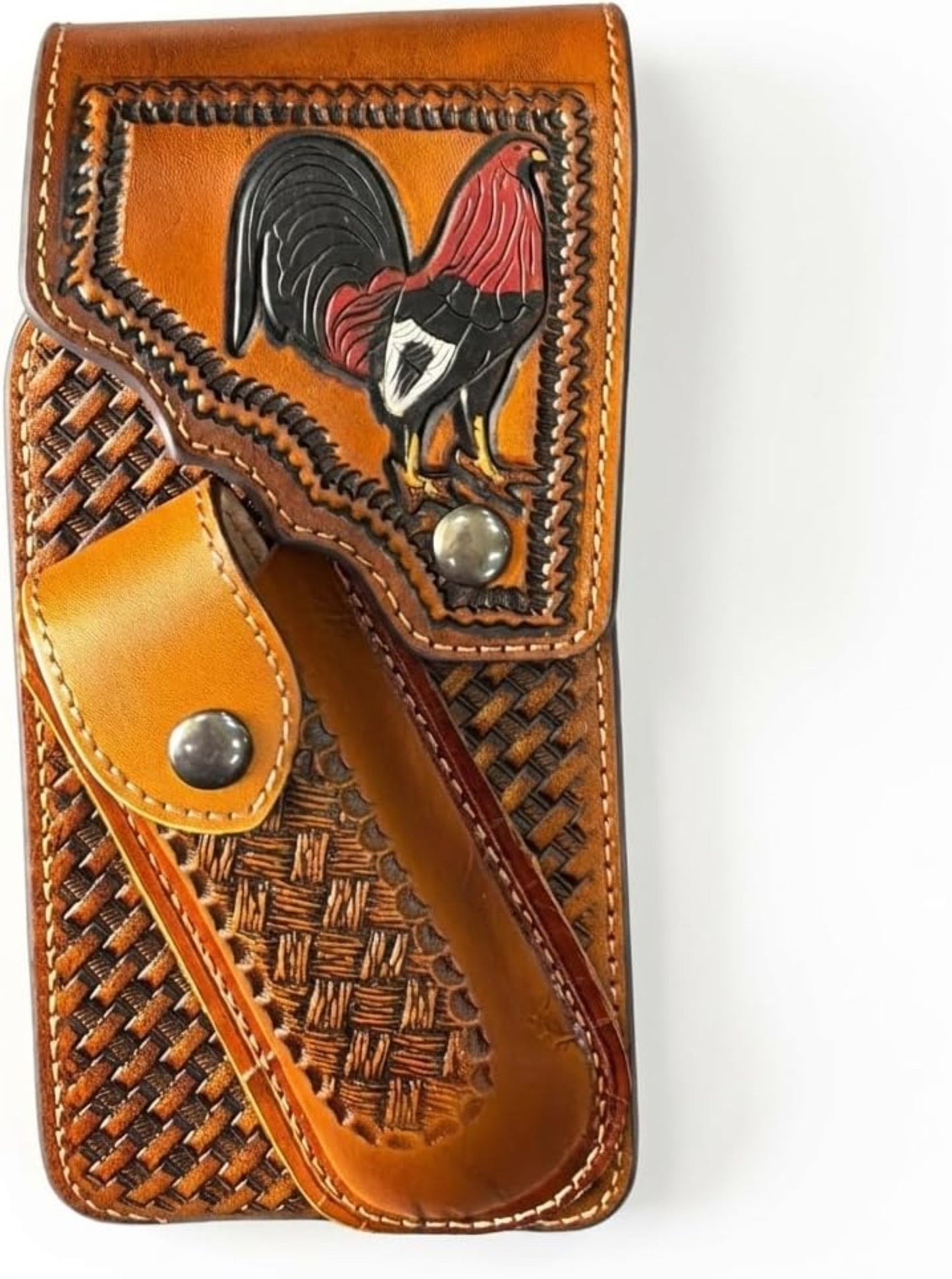 7" ROOSTER POUCH & KNIFE LEATHER HOLSTER XTRA LARGE  BELT LOOP CELL PHONE CASE UNIVERSAL OVERSIZE #EH13256