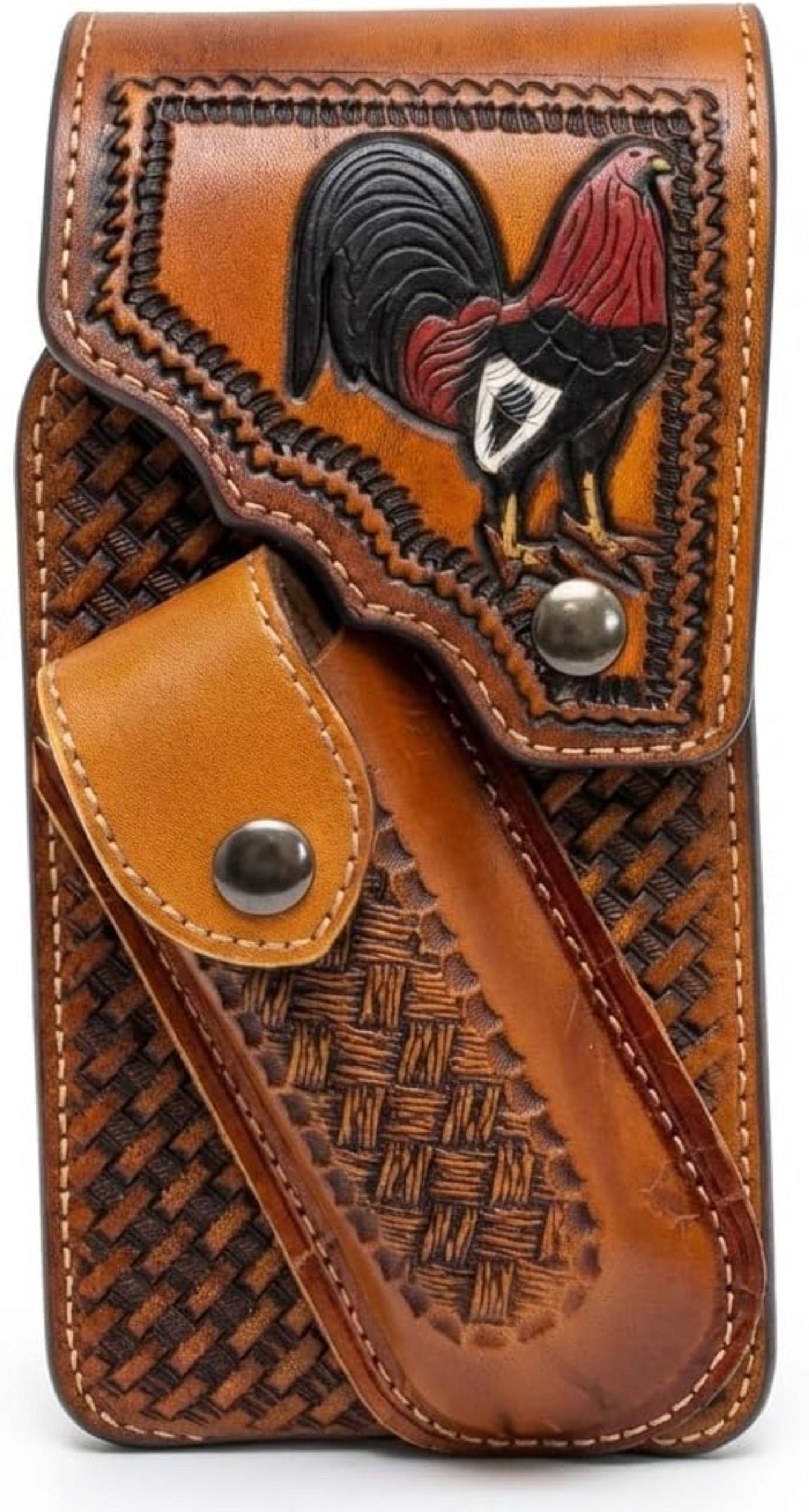 7" ROOSTER POUCH & KNIFE LEATHER HOLSTER XTRA LARGE  BELT LOOP CELL PHONE CASE UNIVERSAL OVERSIZE #EH13256