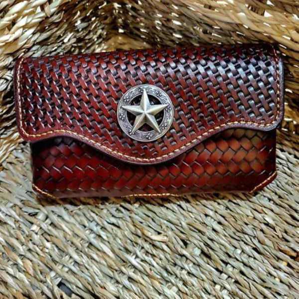 7" LONE STAR BROWN HORIZONTAL LEATHER POUCH EXTRA LARGE  BELT LOOP HOLSTER CELL PHONE CASE UNIVERSAL OVERSIZE #EH12950