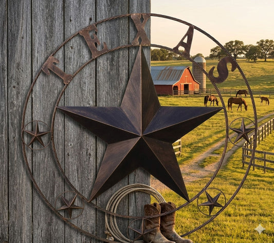 TEXAS BARN LONESTAR METAL LONE STAR WALL ART WESTERN HOME DECOR RUSTIC BRONZE VINTAGE COPPER 24",36",40", 50" #EH10227