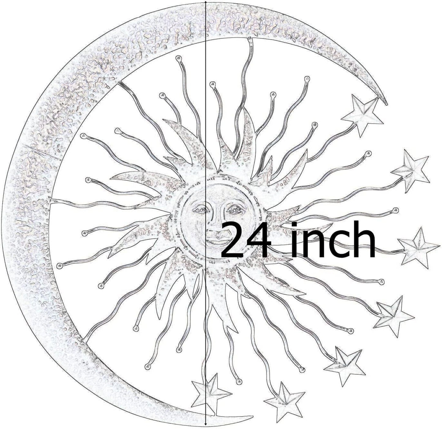 SUN MOON STARS 24" BROWN GOLD METAL WALL SIGN WESTERN HOME DECOR HANDMADE #EH13281