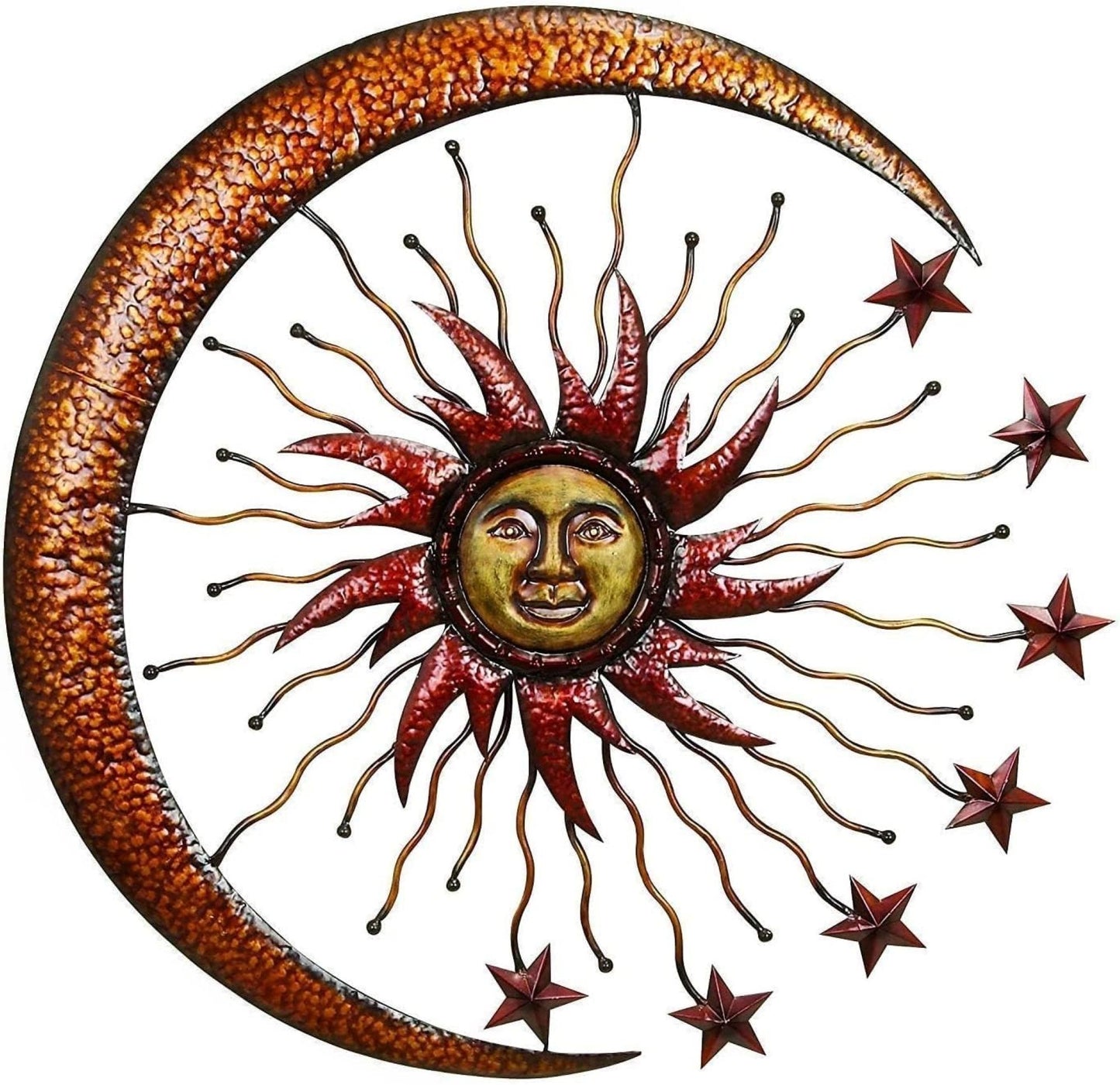 SUN MOON STARS 24" BROWN GOLD METAL WALL SIGN WESTERN HOME DECOR HANDMADE #EH13281