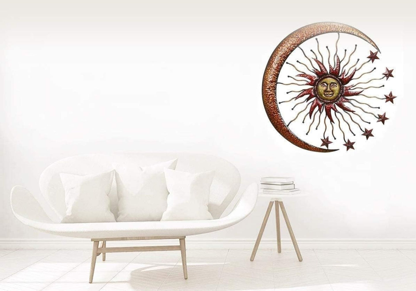 SUN MOON STARS 24" BROWN GOLD METAL WALL SIGN WESTERN HOME DECOR HANDMADE #EH13281
