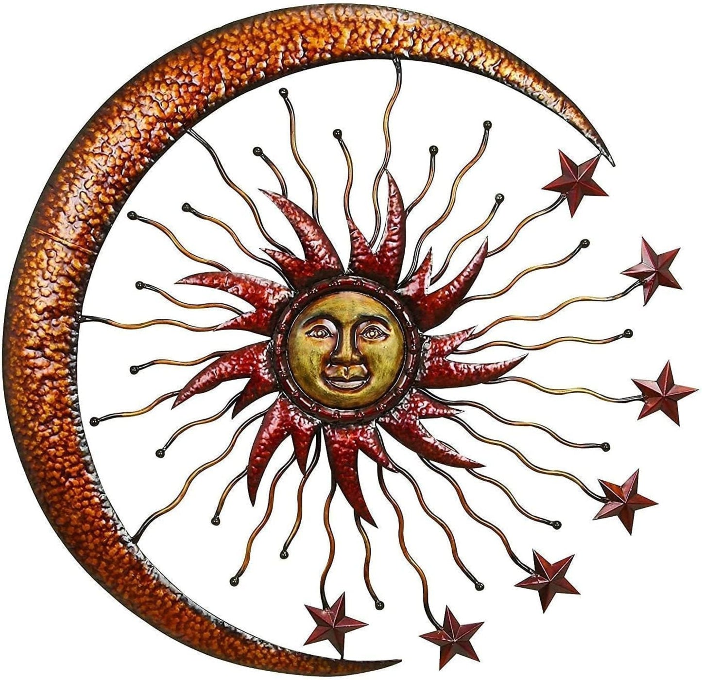 SUN MOON STARS 24" BROWN GOLD METAL WALL SIGN WESTERN HOME DECOR HANDMADE #EH13281