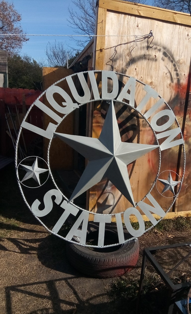 4,5,6 FOOT LARGE OVERSIZE CUSTOM NAME BARN METAL STAR 3d WITH TWISTED ROPE RING DESIGN METAL WALL ART WESTERN HOME DECOR VINTAGE RUSTIC BROWN NEW HANDMADE, 48",60",72" NEW HANDMADE