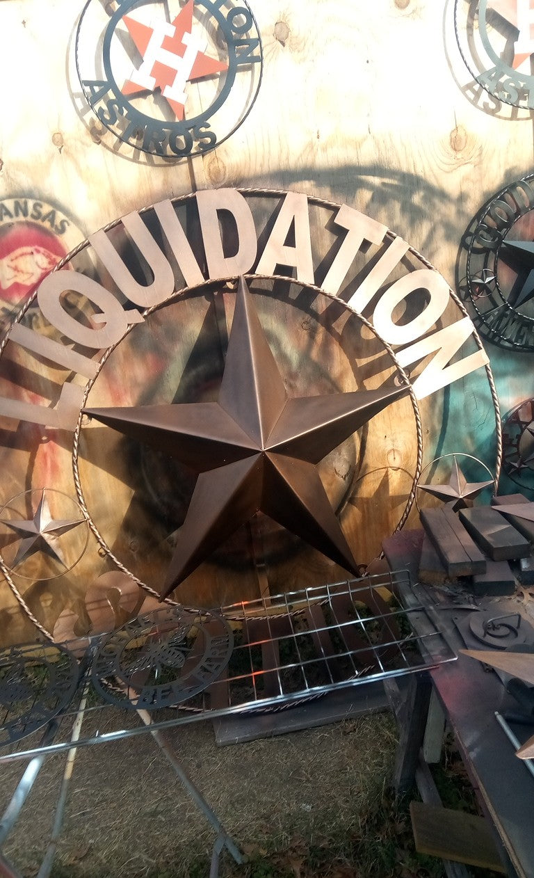 4,5,6 FOOT LARGE OVERSIZE CUSTOM NAME BARN METAL STAR 3d WITH TWISTED ROPE RING DESIGN METAL WALL ART WESTERN HOME DECOR VINTAGE RUSTIC BROWN NEW HANDMADE, 48",60",72" NEW HANDMADE