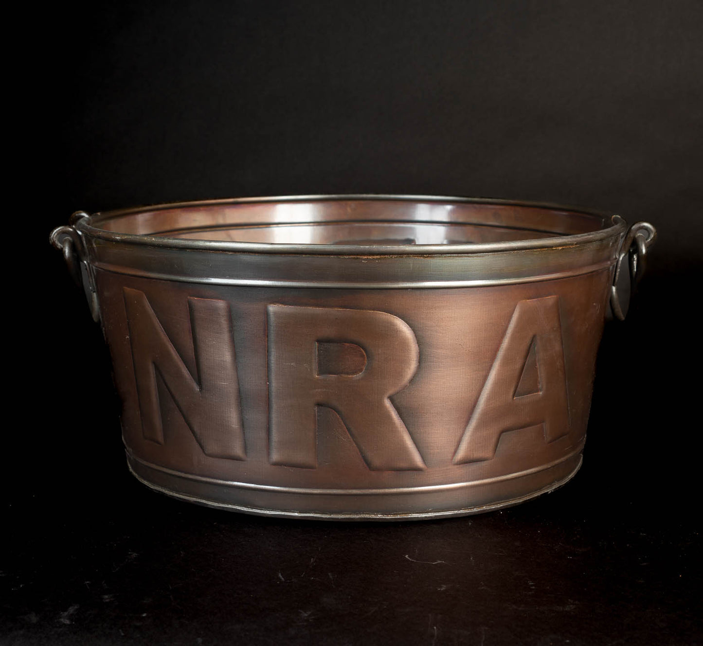 17" NRA ROUND TUB BEVERAGE BUCKET, PLANTER, FIREPLACE DECOR WESTERN HOME DECOR NEW #EH12491