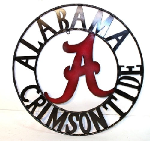 ALABAMA CRIMSON TIDE CUSTOM METAL VINTAGE CRAFT WALL SIGN WESTERN HOME DECOR HANDMADE 12",18",24",36"