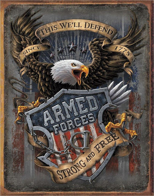 ARMED FORCES SINCE 1775  TIN SIGN METAL ART WESTERN HOME DECOR - FREE SHIPPING