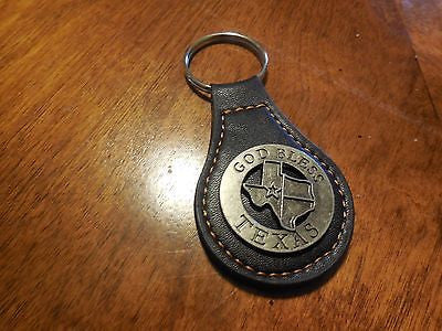 #EH80014 GOD BLESS TEXAS LEATHER KEYFOB KEYCHAIN WESTERN FASHION ART NEW--FREE SHIPPING