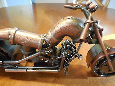 12" HARLEY STYLE MOTORCYCLE METAL COPPER ART HAND CRAFT WESTERN HOME BAR DECOR