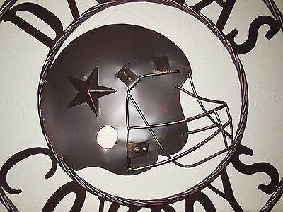 24" DALLAS COWBOYS HELMET CUSTOM VINTAGE METAL WALL ART WESTERN HOME DECOR VINTAGE RUSTIC BRONZE NEW