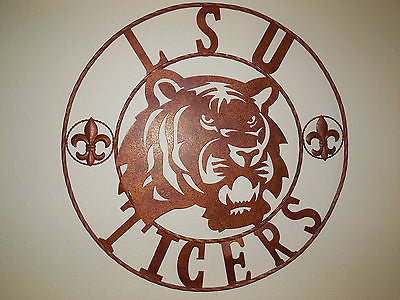 LSU TIGERS METAL CUSTOM VINTAGE CRAFT ART SIGN  WESTERN HOME DECOR 12,18",24",32",36"